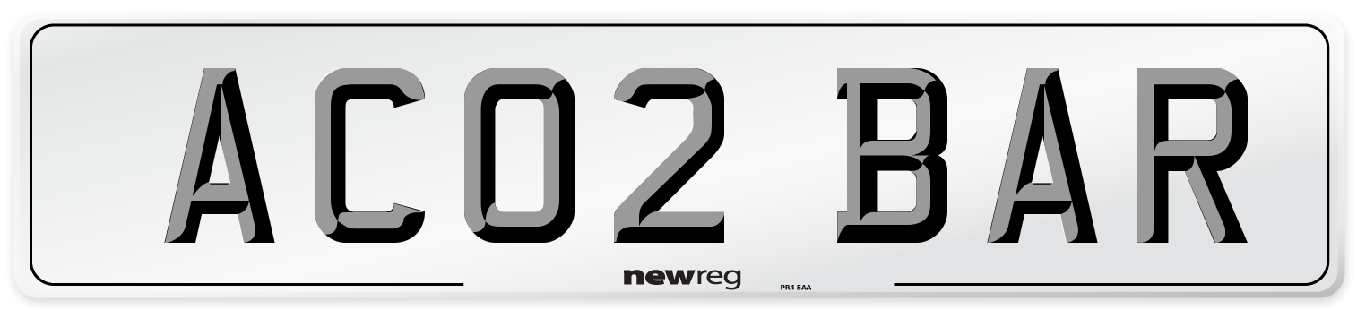 AC02 BAR Number Plate from New Reg